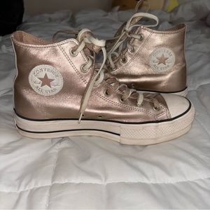 Rose gold chuck Taylor all star converse CTAS LIFT HI particle beige/white